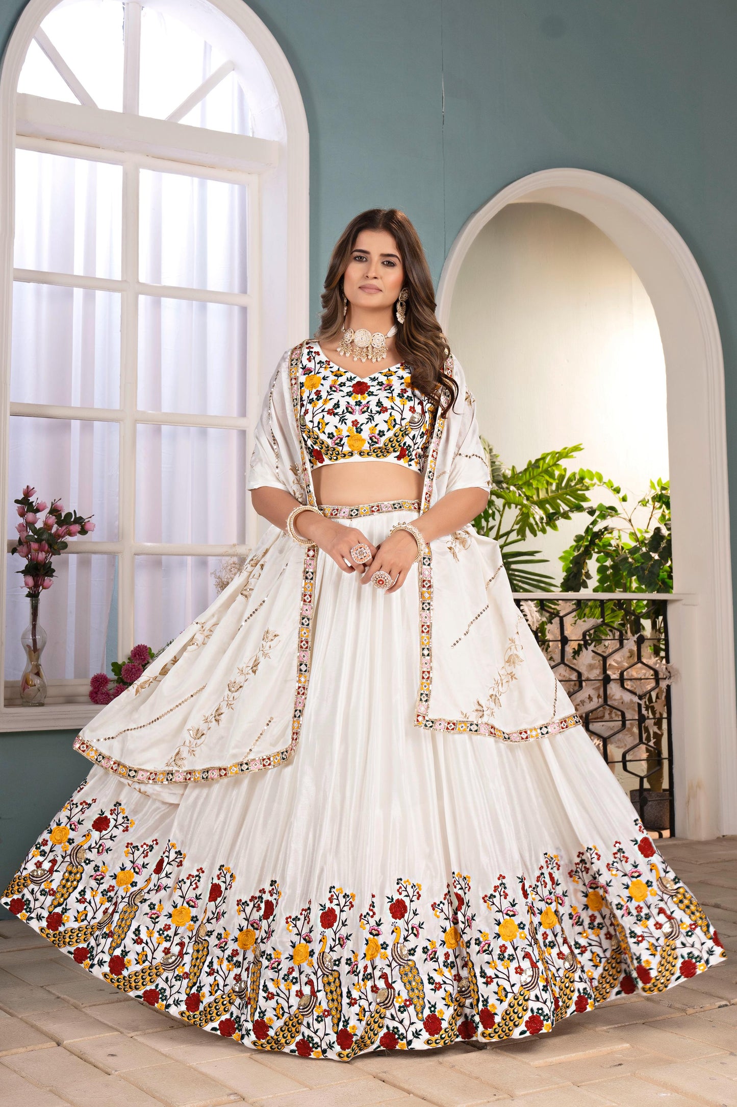 White Lehenga