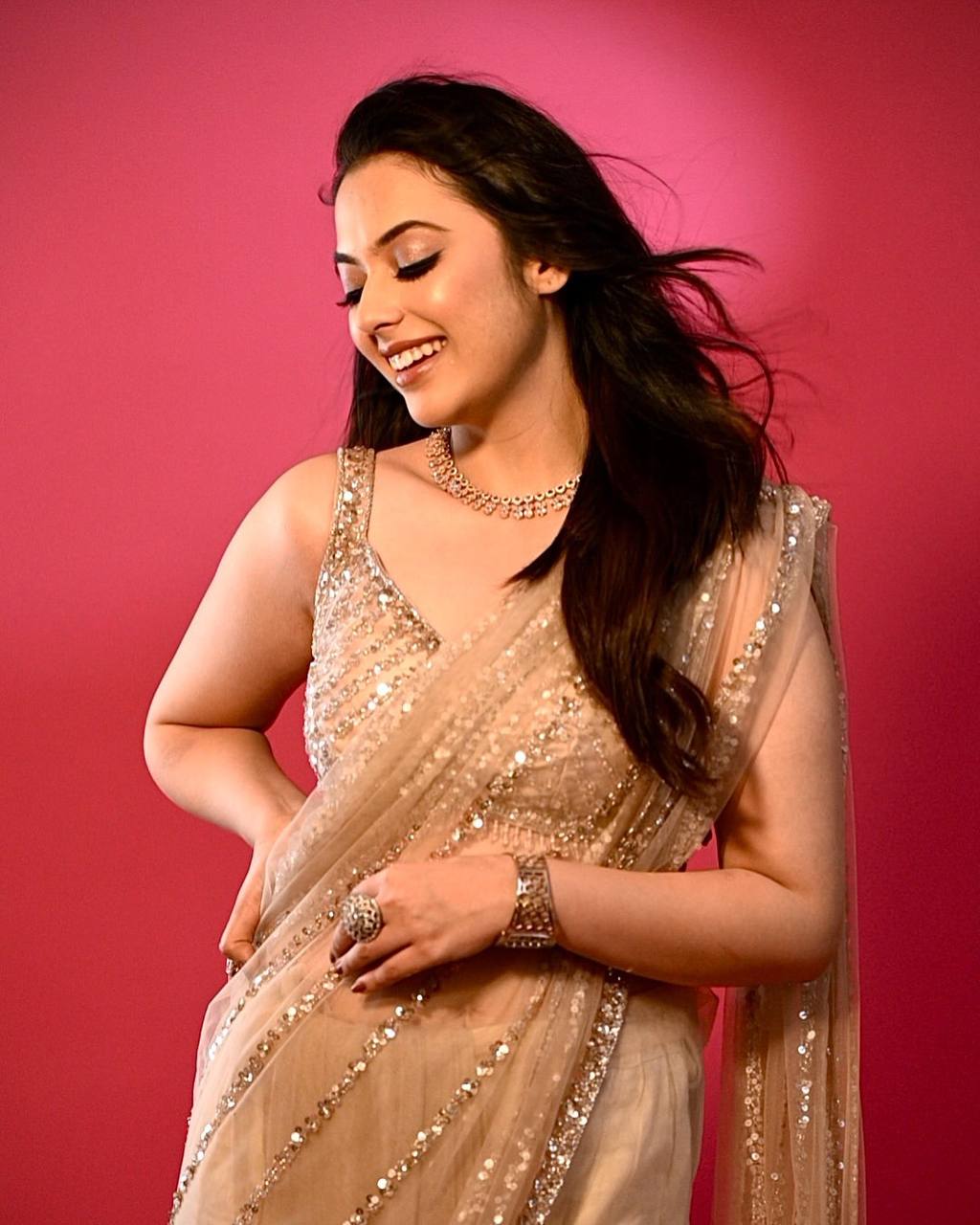 Net gold colour saree