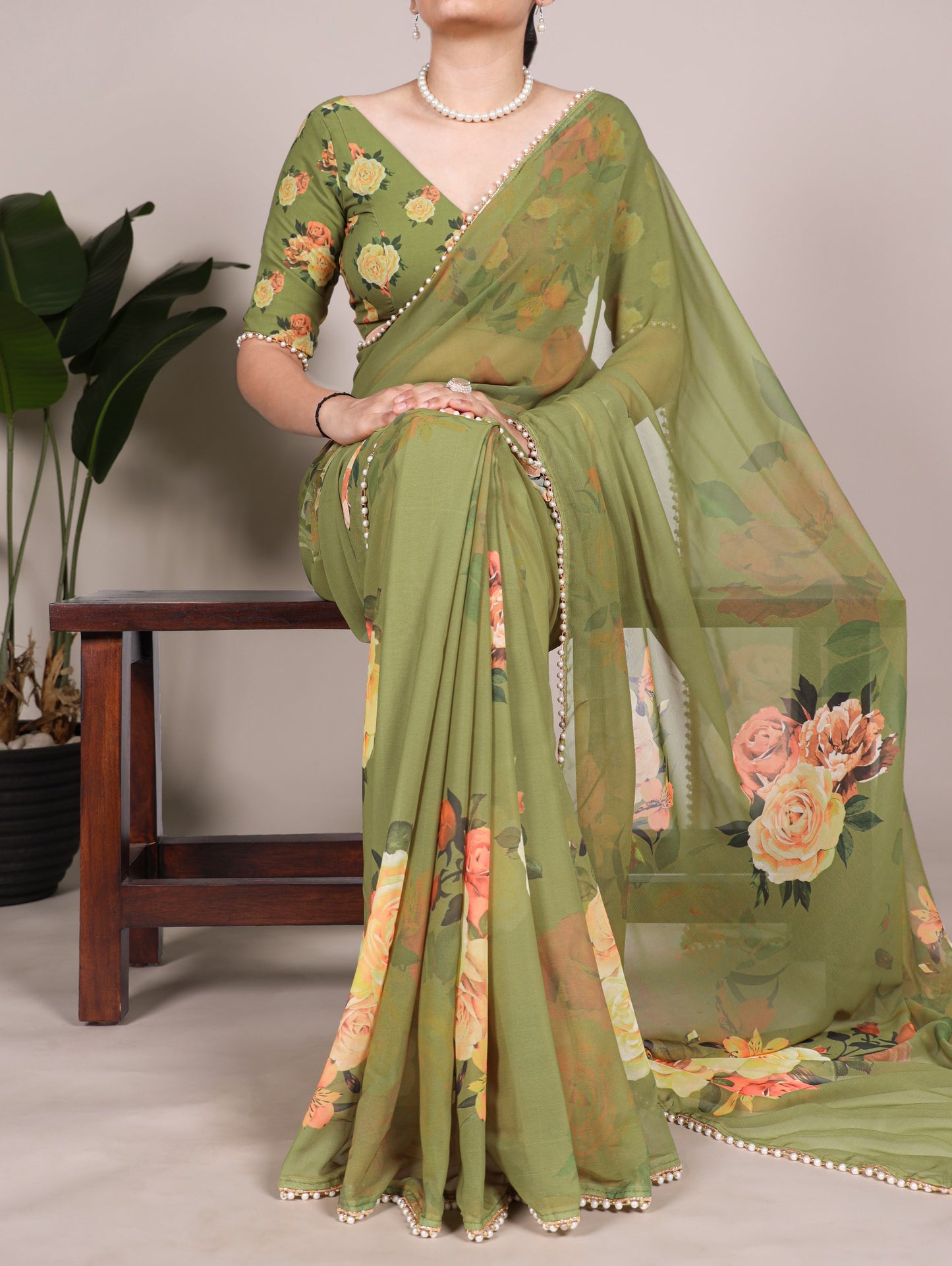 Printed Georgette Saree